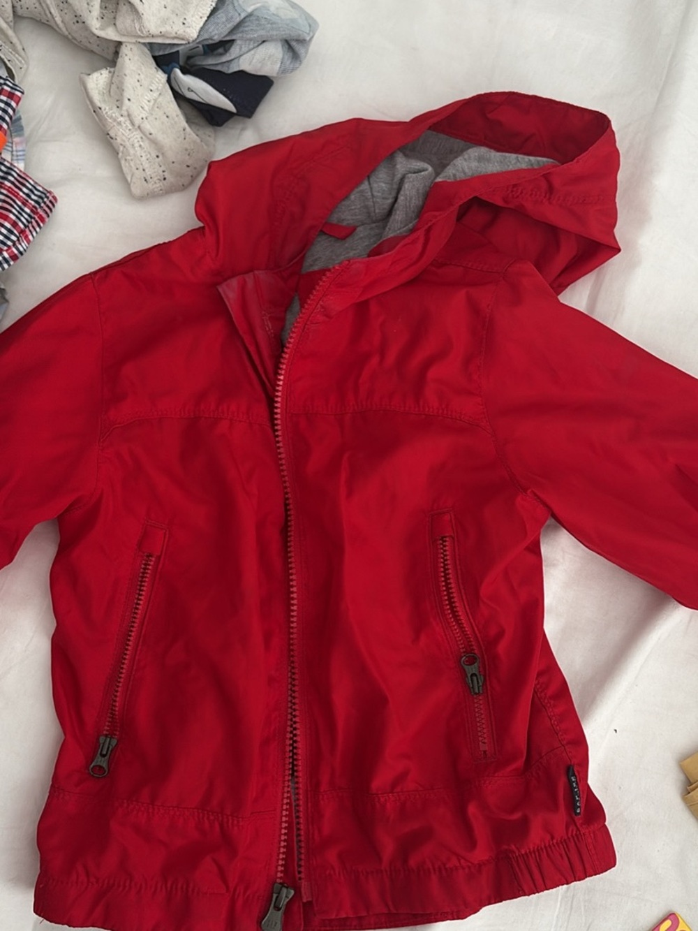 GAP Red Hooded Kids Raincoat with Zipper Pockets
